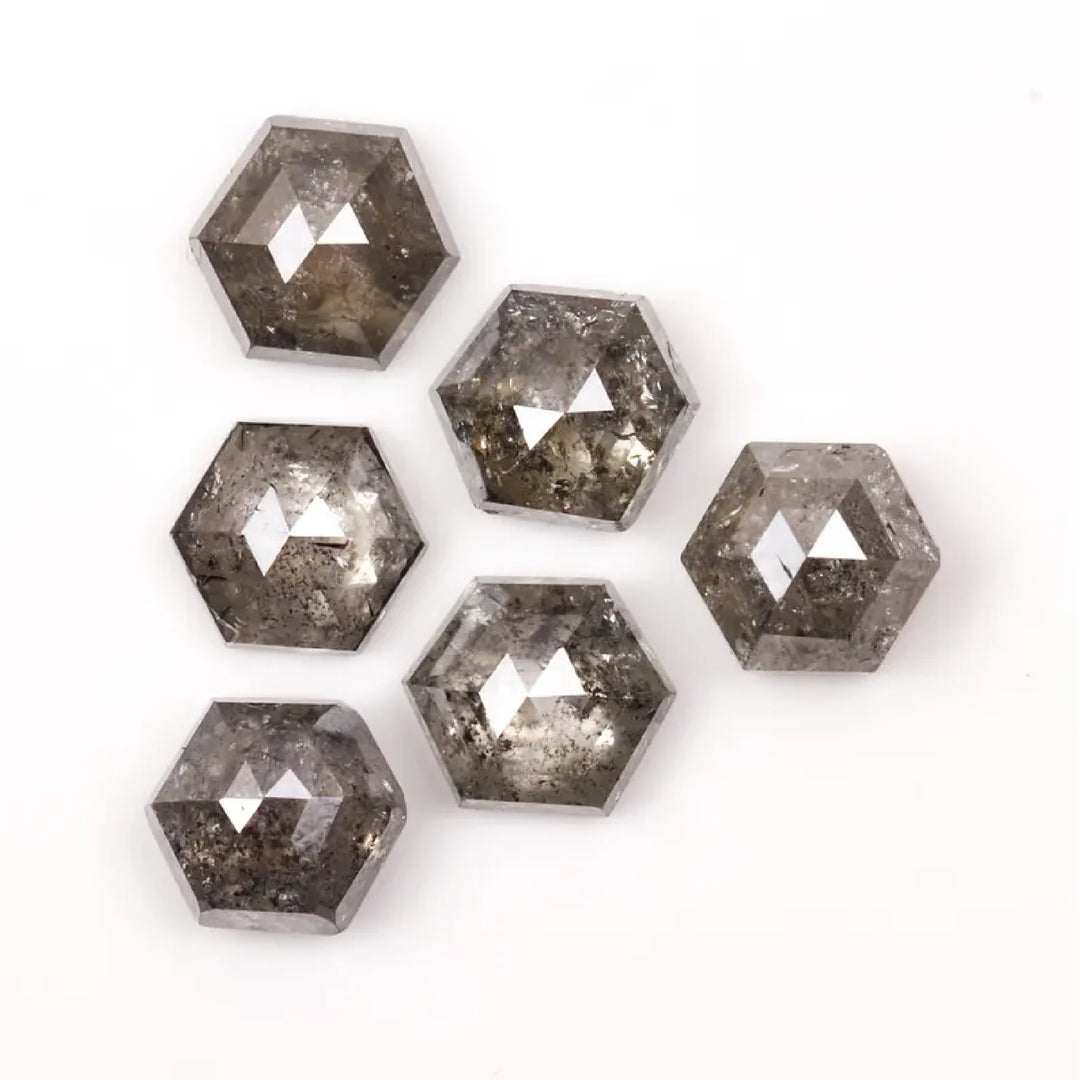4.5 MM Salt and Pepper Hexagon Melee Diamonds