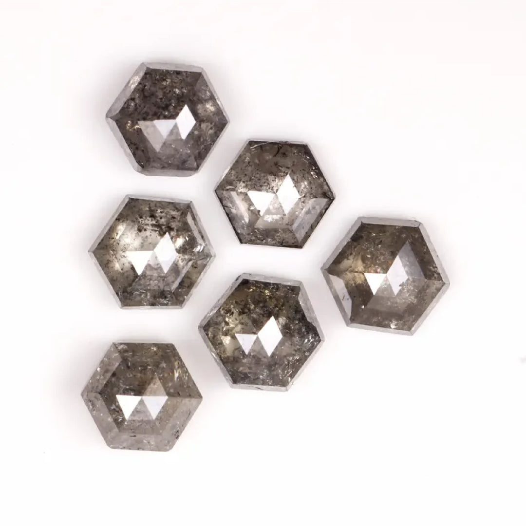 4.5 MM Salt and Pepper Hexagon Melee Diamonds