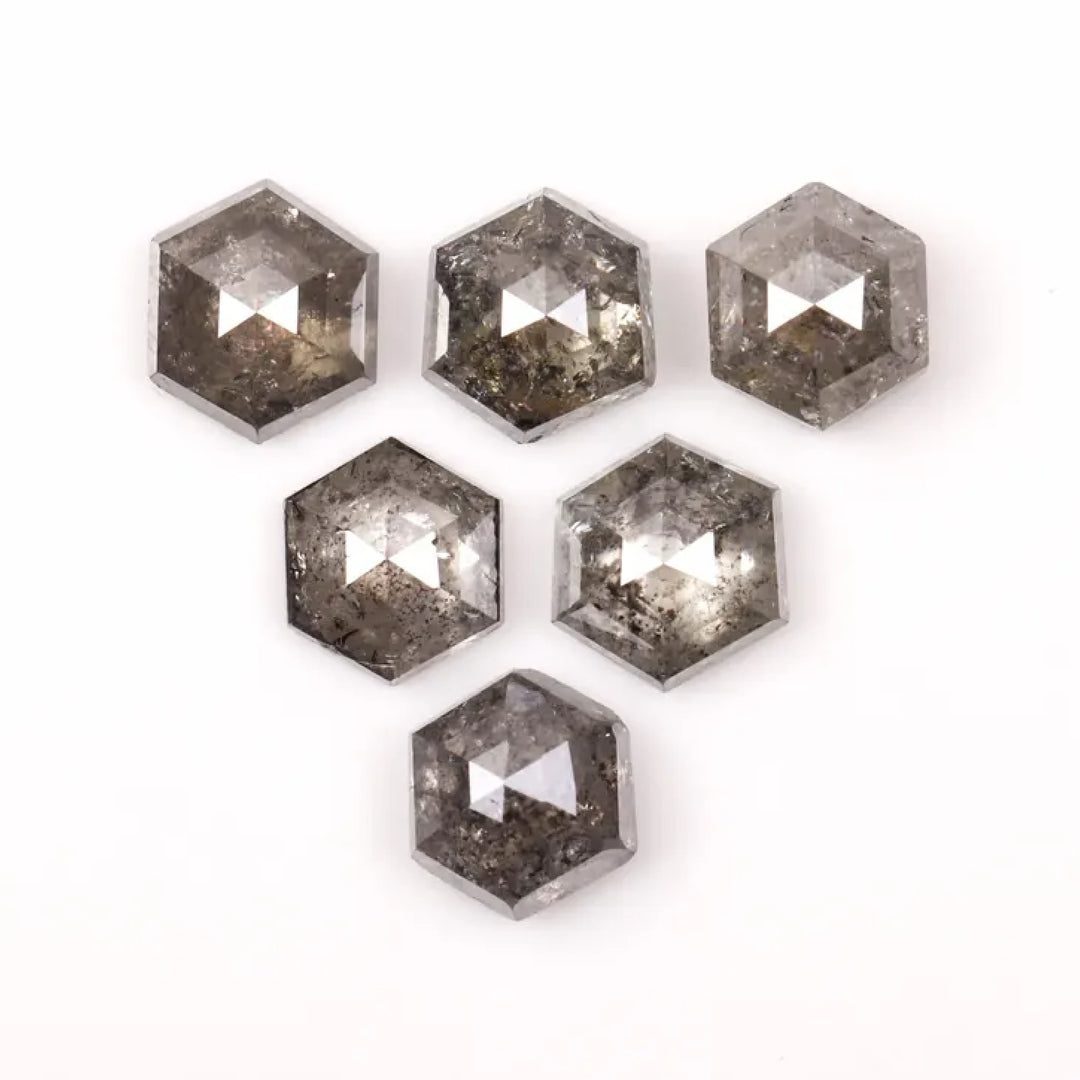 4.5 MM Salt and Pepper Hexagon Melee Diamonds
