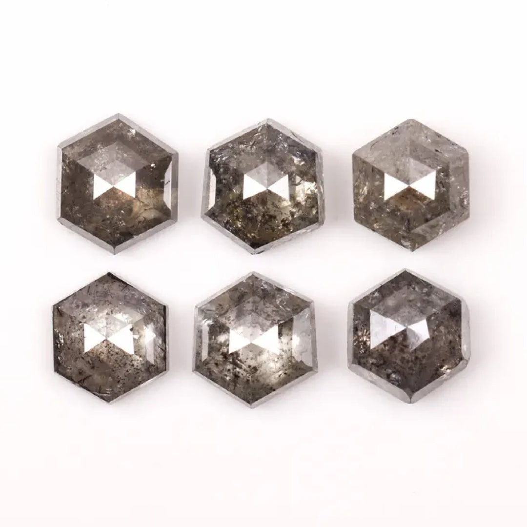 4.5 MM Salt and Pepper Hexagon Melee Diamonds