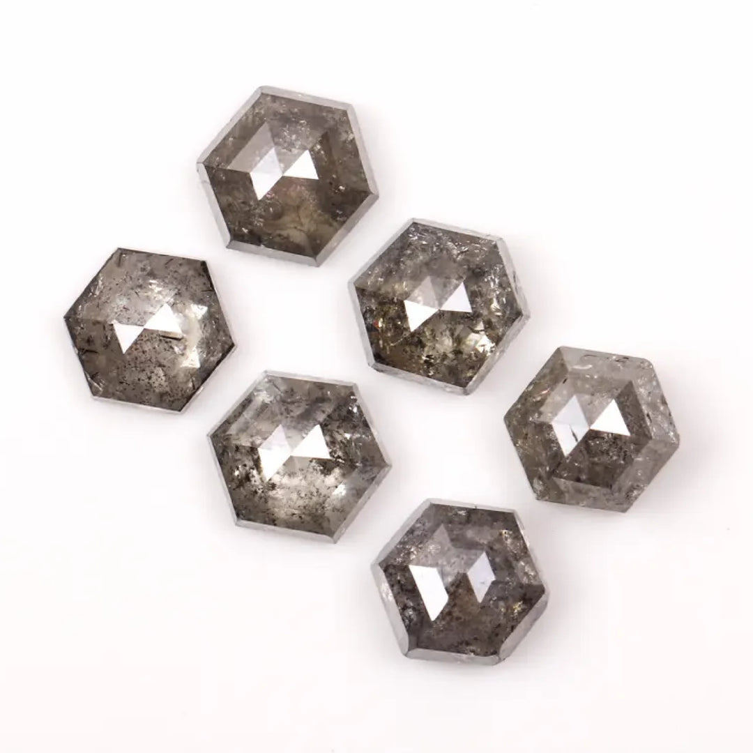 4.5 MM Salt and Pepper Hexagon Melee Diamonds