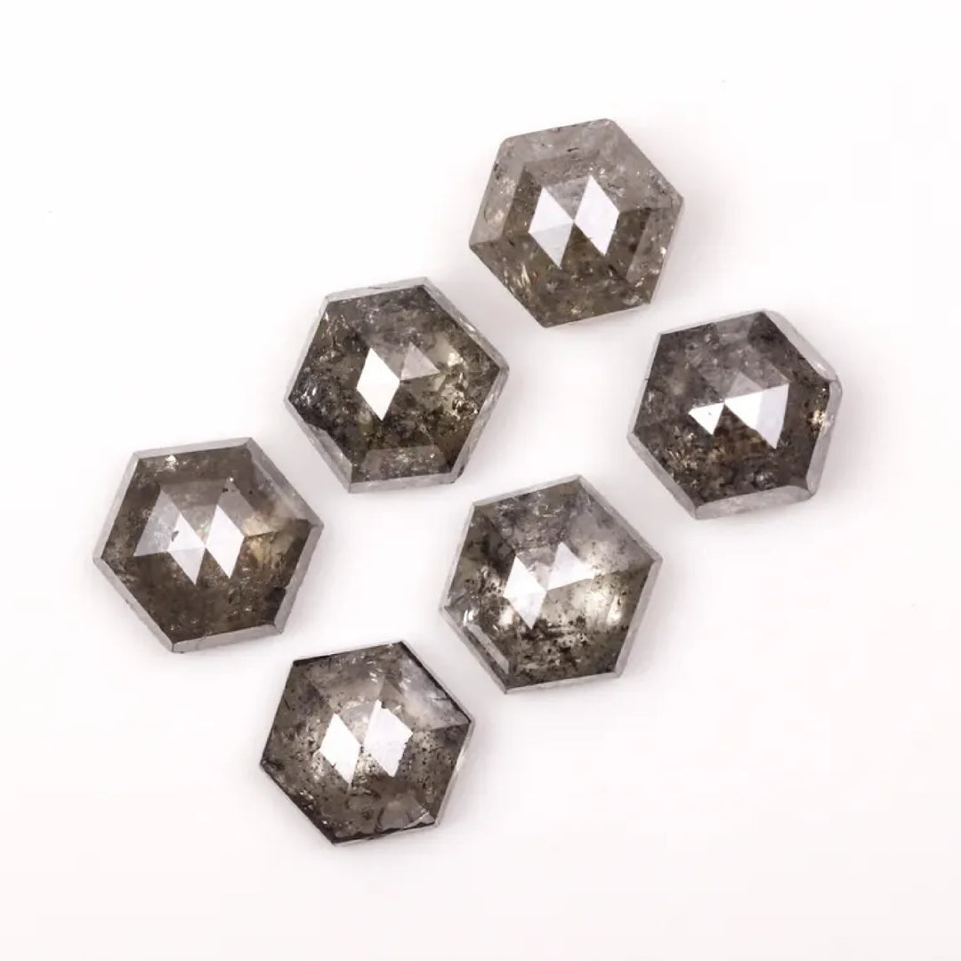 4.5 MM Salt and Pepper Hexagon Melee Diamonds