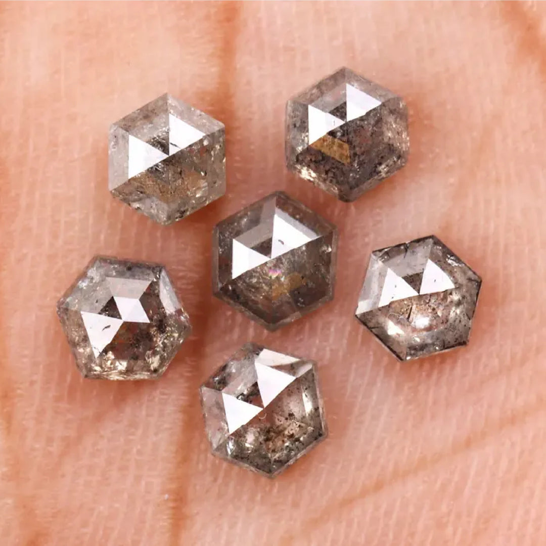 4.5 MM Salt and Pepper Hexagon Melee Diamonds