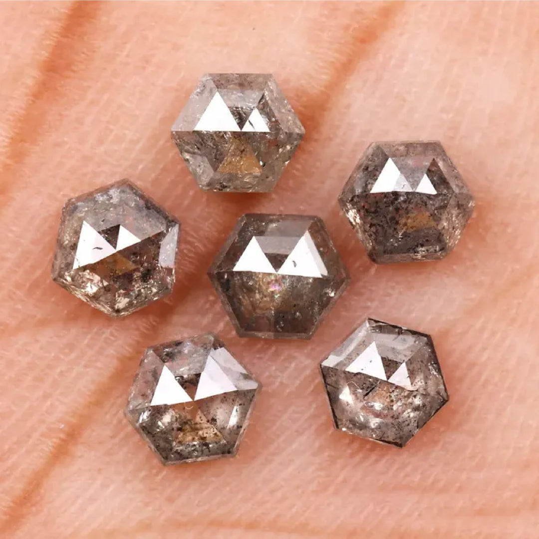 4.5 MM Salt and Pepper Hexagon Melee Diamonds