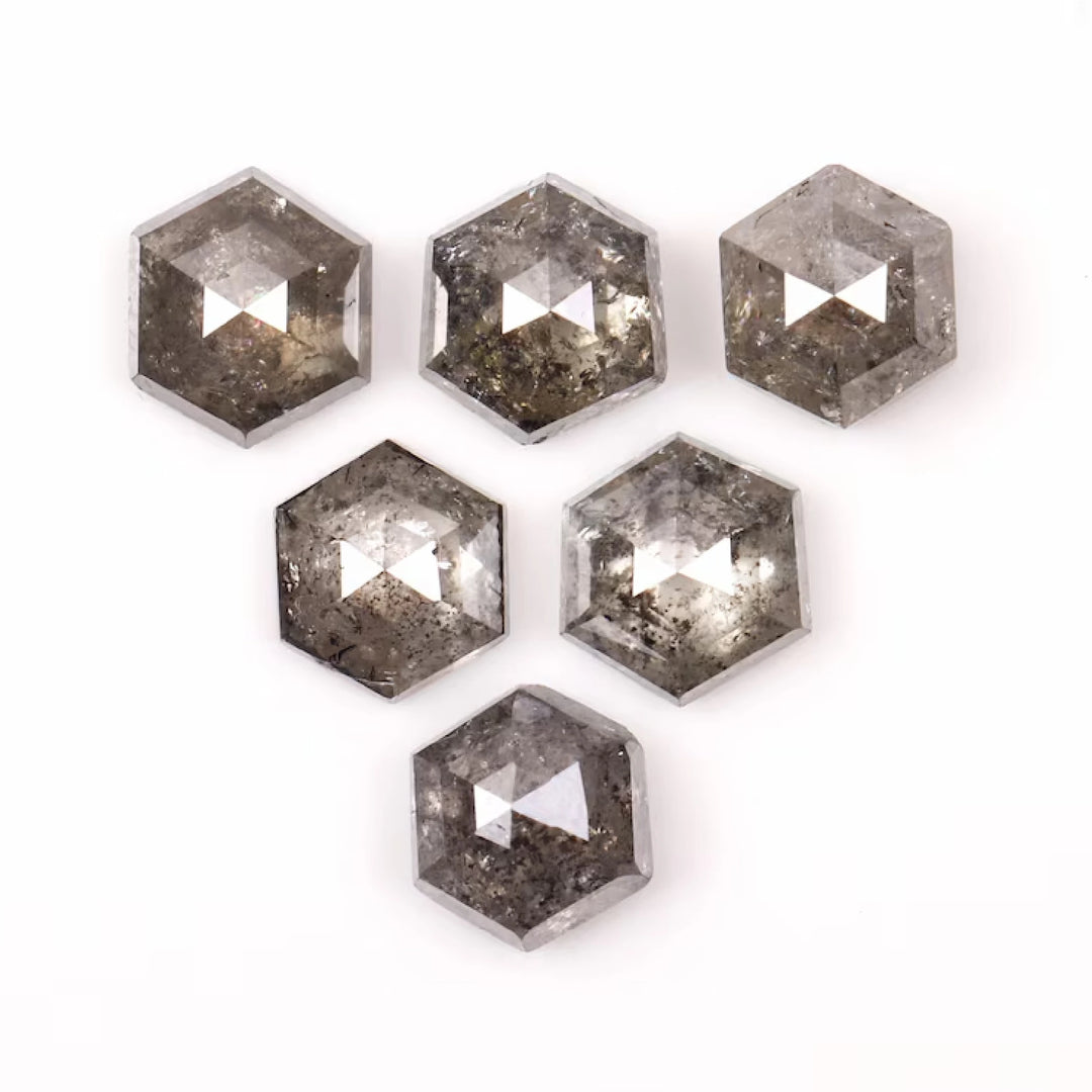 4.5 MM Salt and Pepper Hexagon Melee Diamonds