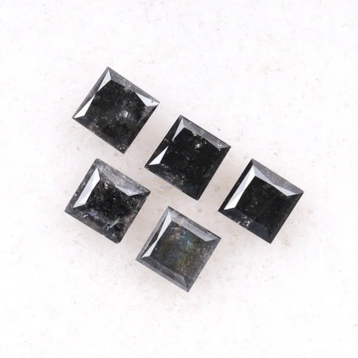 4.75 MM Princess Cut Salt And Pepper Melee Diamond
