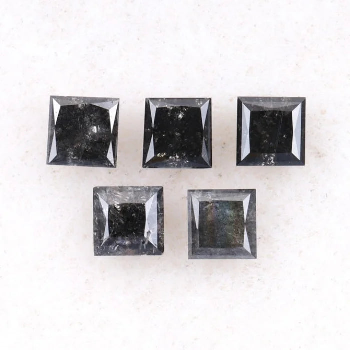 4.75 MM Princess Cut Salt And Pepper Melee Diamond