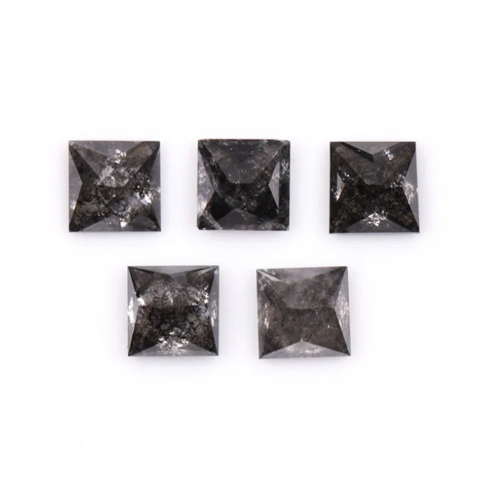 4.75 MM Princess Cut Salt And Pepper Melee Diamond
