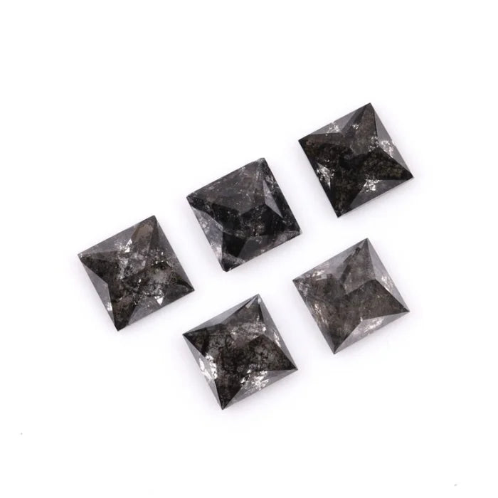 4.75 MM Princess Cut Salt And Pepper Melee Diamond