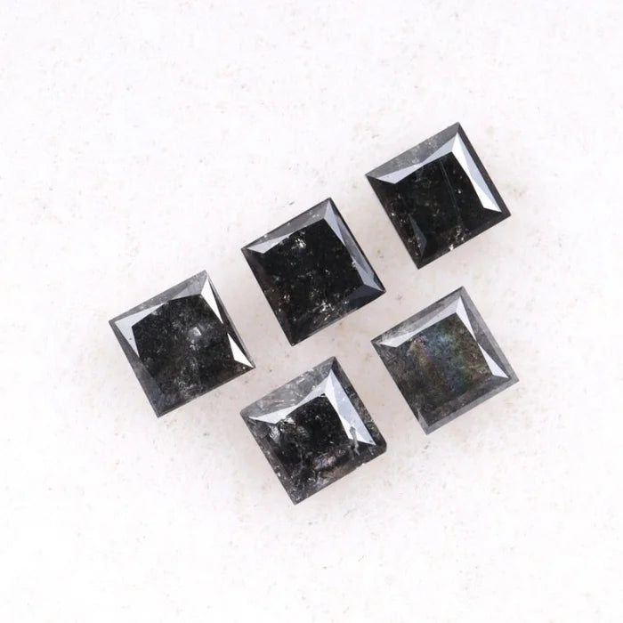 4.75 MM Princess Cut Salt And Pepper Melee Diamond