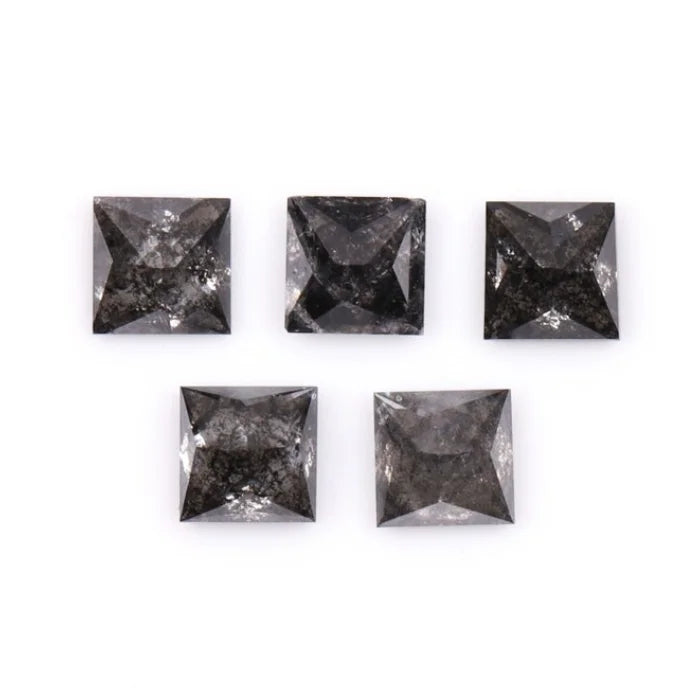 4.75 MM Princess Cut Salt And Pepper Melee Diamond