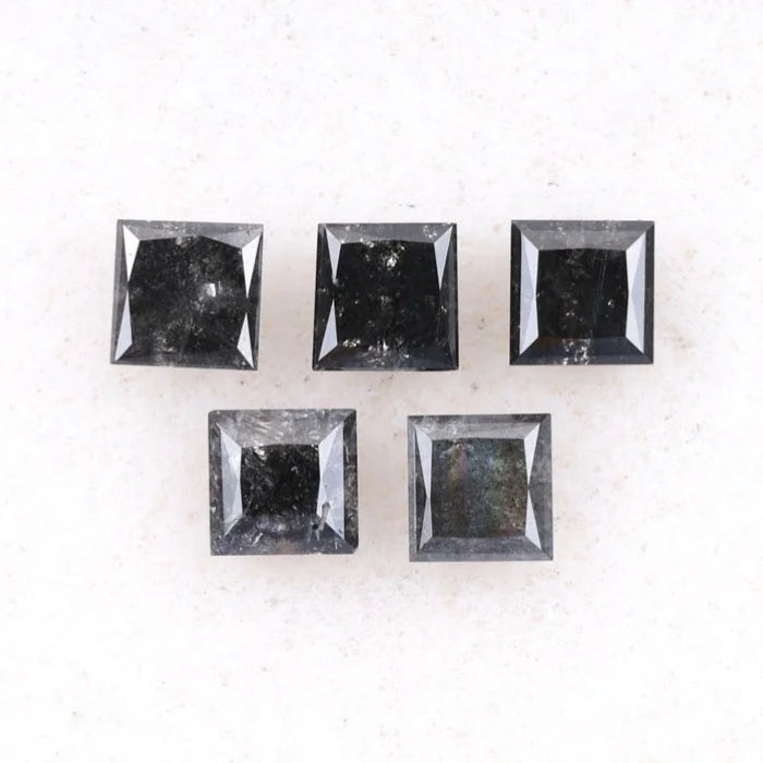 4.75 MM Princess Cut Salt And Pepper Melee Diamond