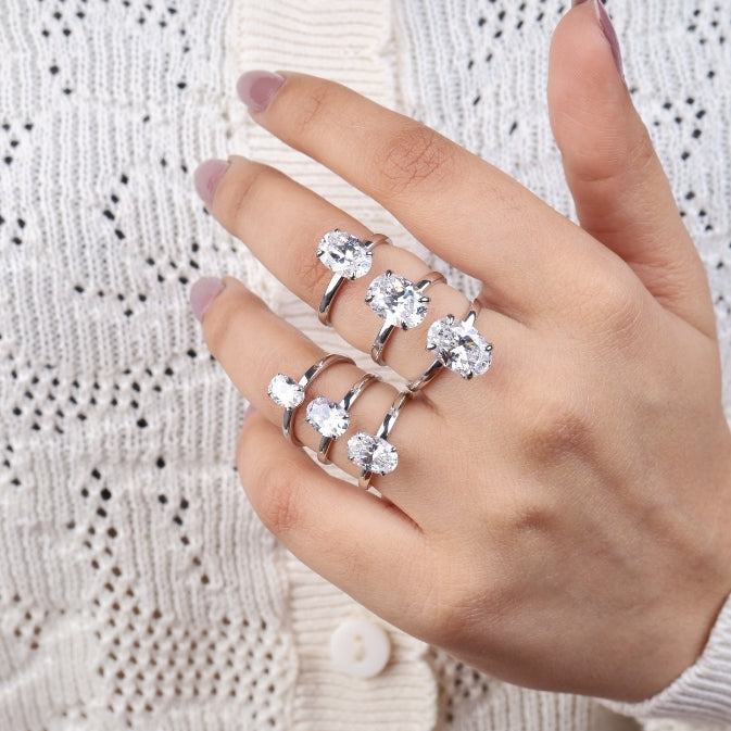 Elegant Oval Lab Diamond Ring – Minimalist Engagement Ring for Women