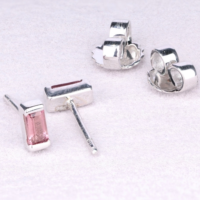Pink Tourmaline Stud Earrings