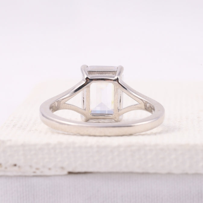 Split Shank Emerald Cut Lab Diamond Engagement Ring