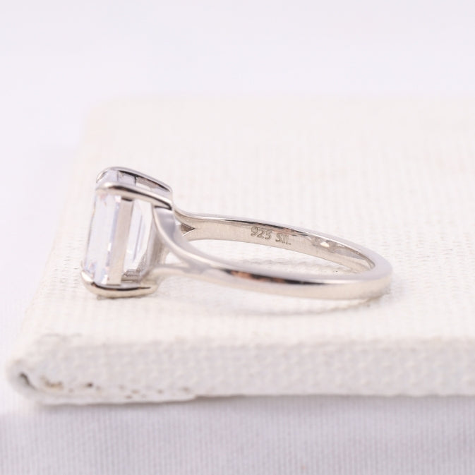 Split Shank Emerald Cut Lab Diamond Engagement Ring