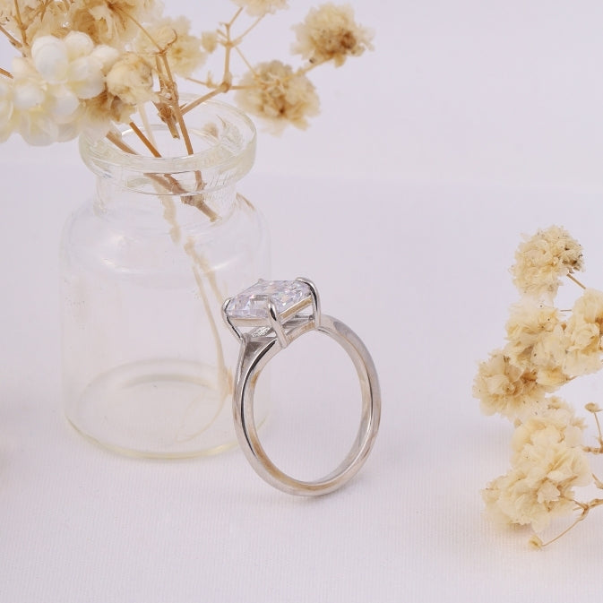 Split Shank Emerald Cut Lab Diamond Engagement Ring