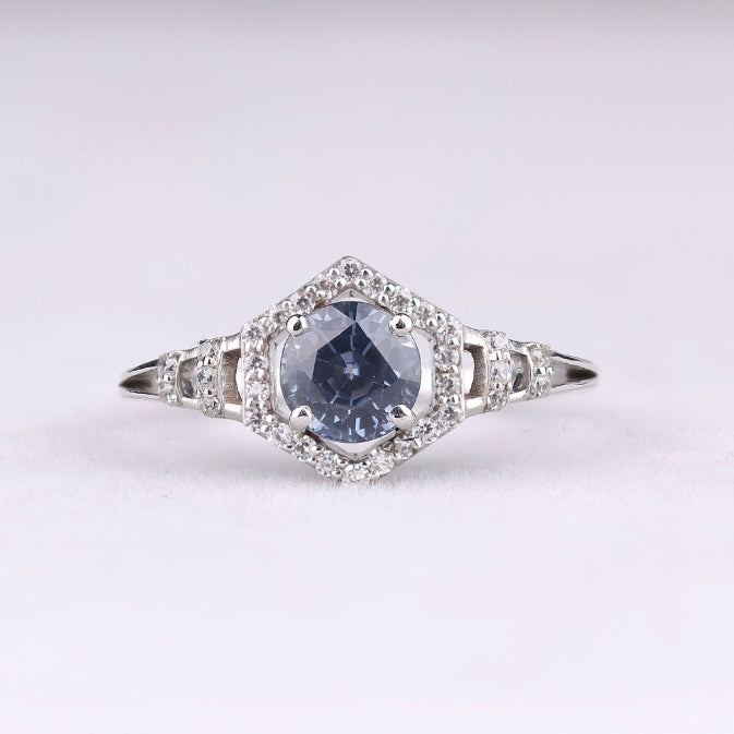 Blue Sapphire Halo Ring