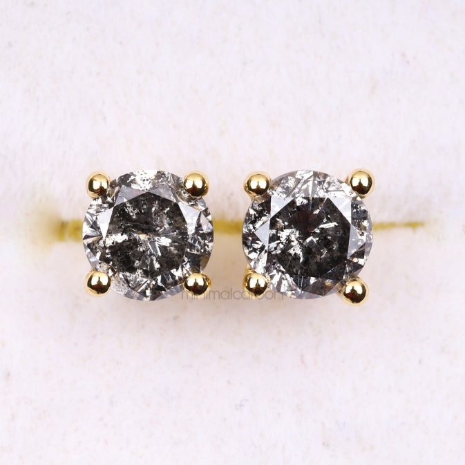 Solitaire Stud Pair - Minimal Carbon