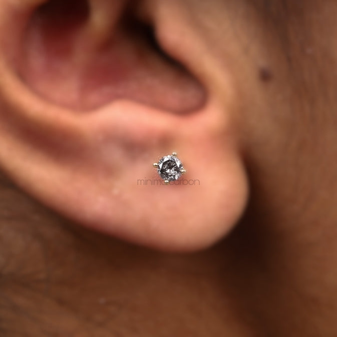 Solitaire Stud Pair - Minimal Carbon