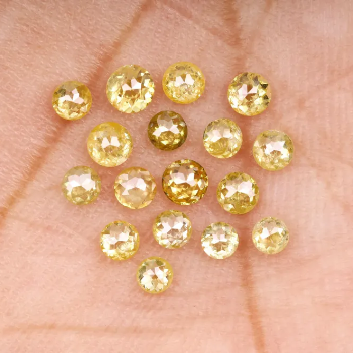 Round Rose Cut Yellow Natural Loose Diamond - Minimal Carbon