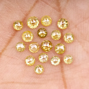 Round Rose Cut Yellow Natural Loose Diamond - Minimal Carbon