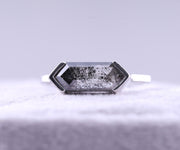 Half Bezel Set Hexagon Cut Lab Diamond Solitaire Ring