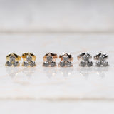 Trio Diamond Earring Stud Pair - Minimal Carbon