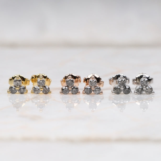 Trio Diamond Earring Stud Pair - Minimal Carbon
