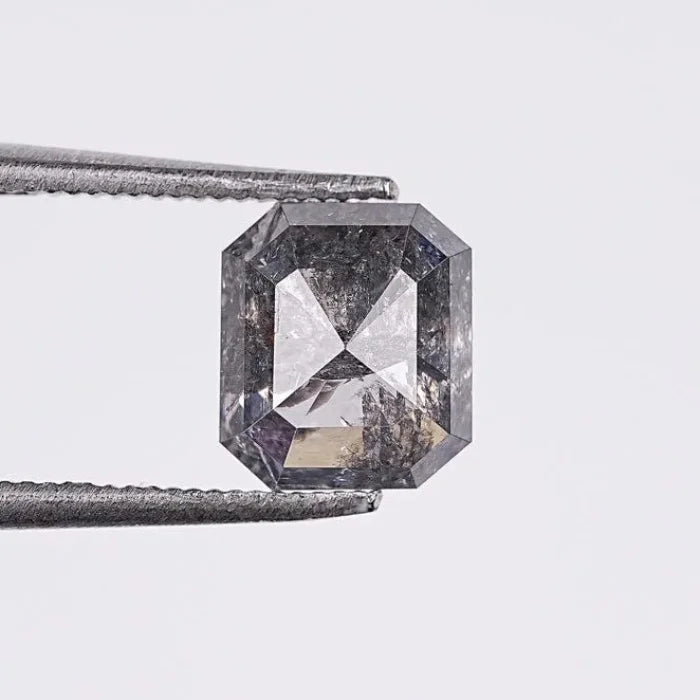 1.71 Carat Emerald Brilliant Cut Salt & Pepper Natural Loose Diamond
