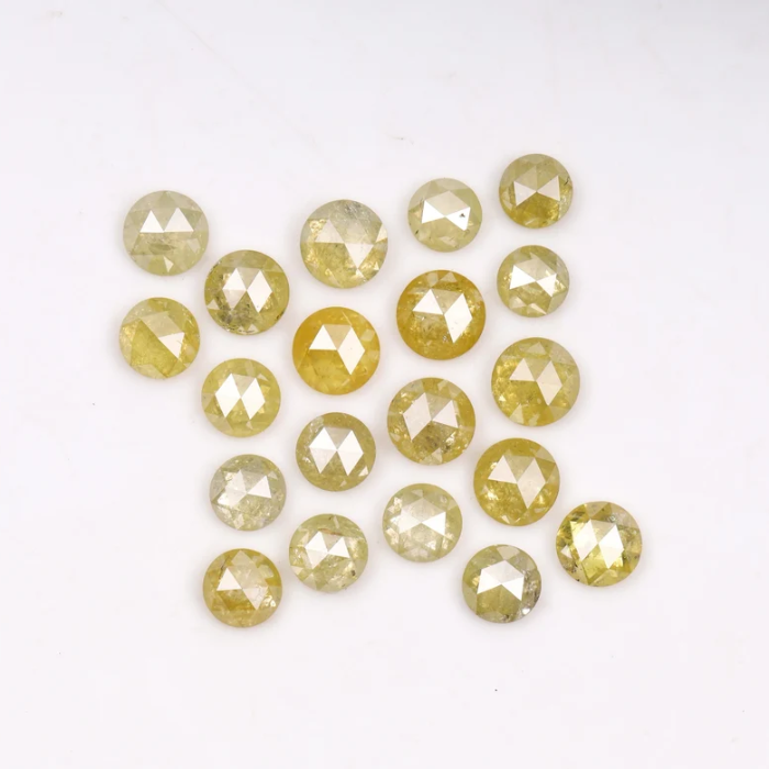 Natural Yellow Color Loose Round Rose Cut Diamond - Minimal Carbon
