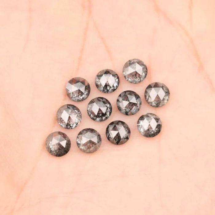 5.00 MM Round Rose Cut Salt & Pepper Melee Diamond