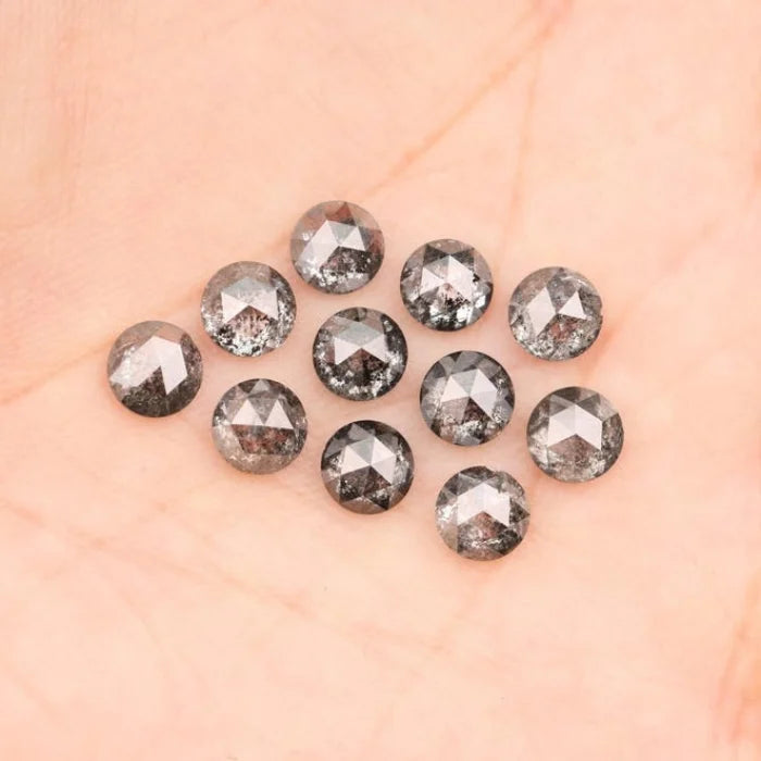 5.00 MM Round Rose Cut Salt & Pepper Melee Diamond
