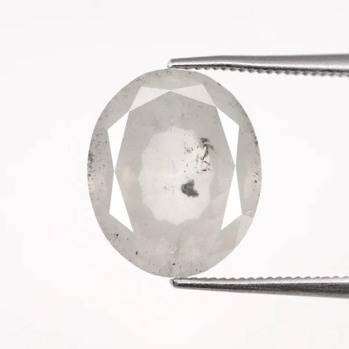 5.08 CT Oval Cut Salt and Pepper Natural Diamond