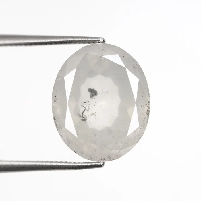 5.08 CT Oval Cut Salt and Pepper Natural Diamond