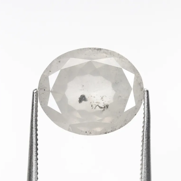 5.08 CT Oval Cut Salt and Pepper Natural Diamond