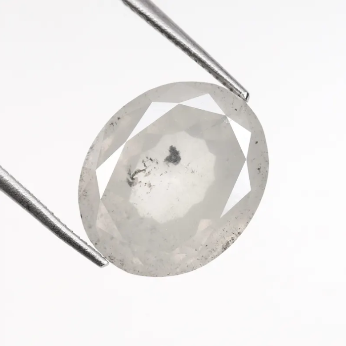 5.08 CT Oval Cut Salt and Pepper Natural Diamond