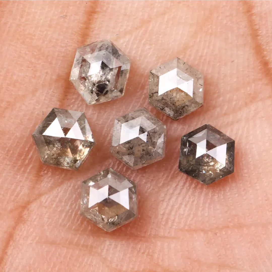 5.0 MM Salt and Pepper Hexagon Melee Diamonds