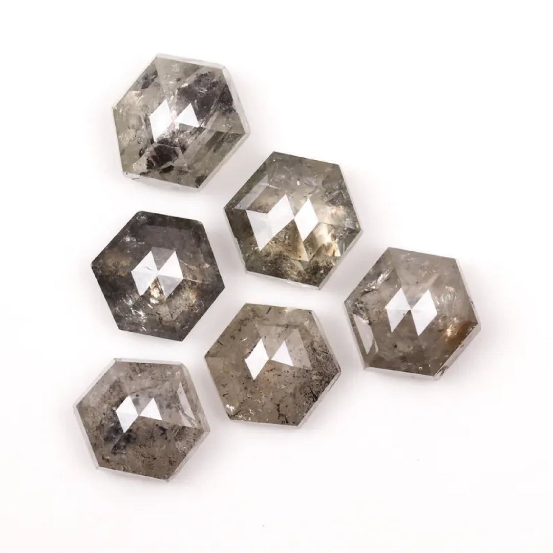 5.0 MM Salt and Pepper Hexagon Melee Diamonds