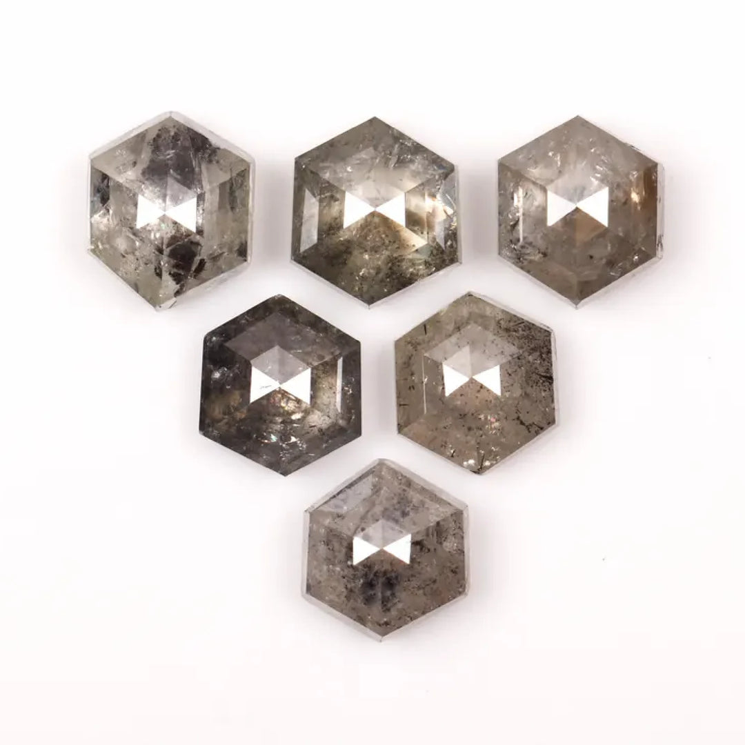 5.0 MM Salt and Pepper Hexagon Melee Diamonds