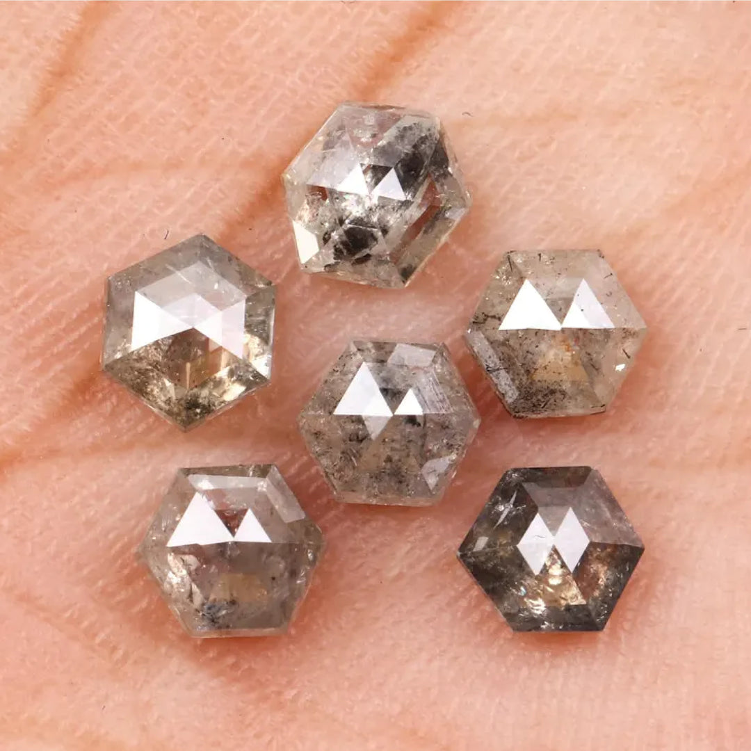 5.0 MM Salt and Pepper Hexagon Melee Diamonds