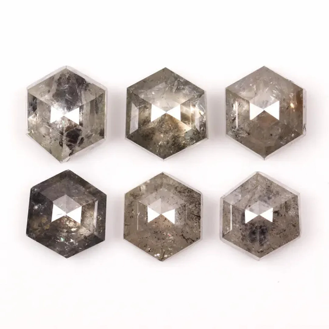 5.0 MM Salt and Pepper Hexagon Melee Diamonds