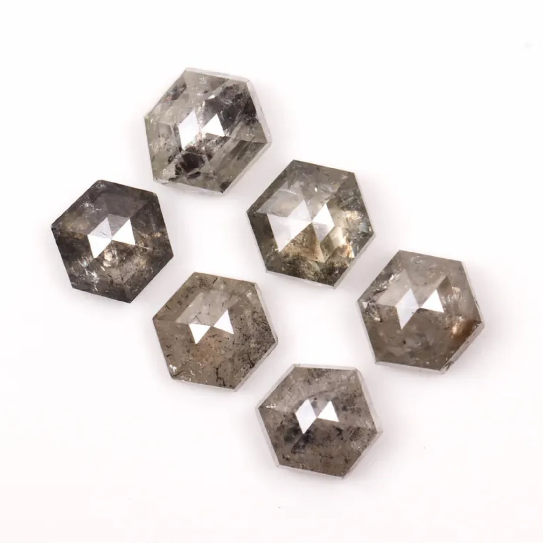 5.0 MM Salt and Pepper Hexagon Melee Diamonds