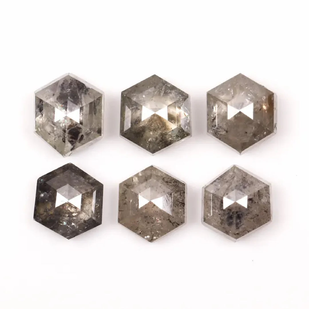 5.0 MM Salt and Pepper Hexagon Melee Diamonds