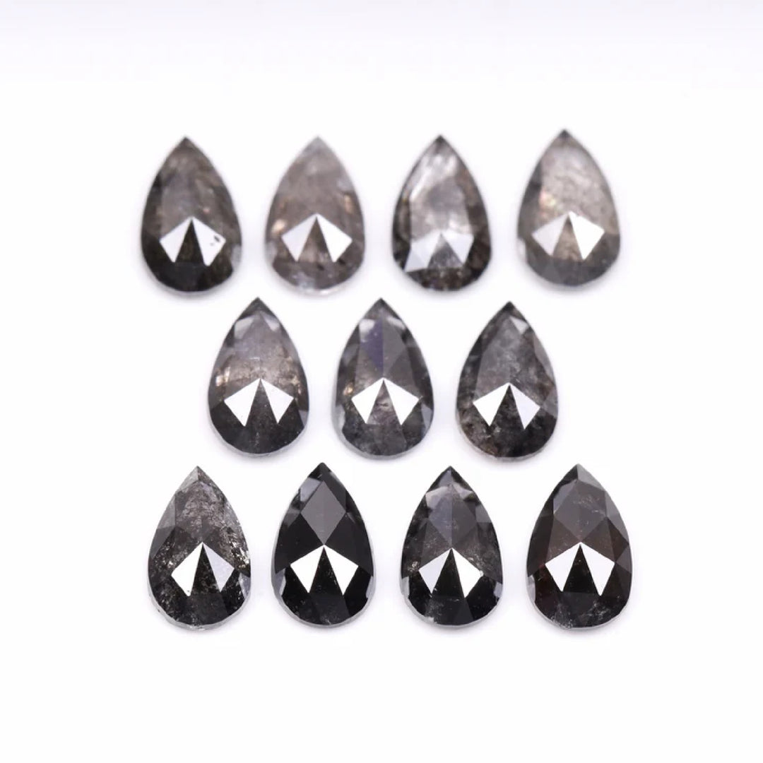 5.0 X 3.0 MM Salt And Pepper Pear Cut Natural Loose Diamond