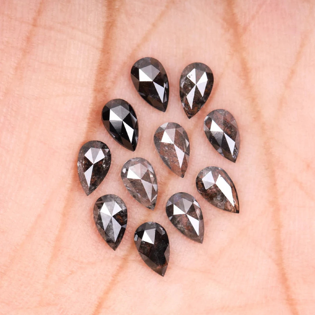 5.0 X 3.0 MM Salt And Pepper Pear Cut Natural Loose Diamond