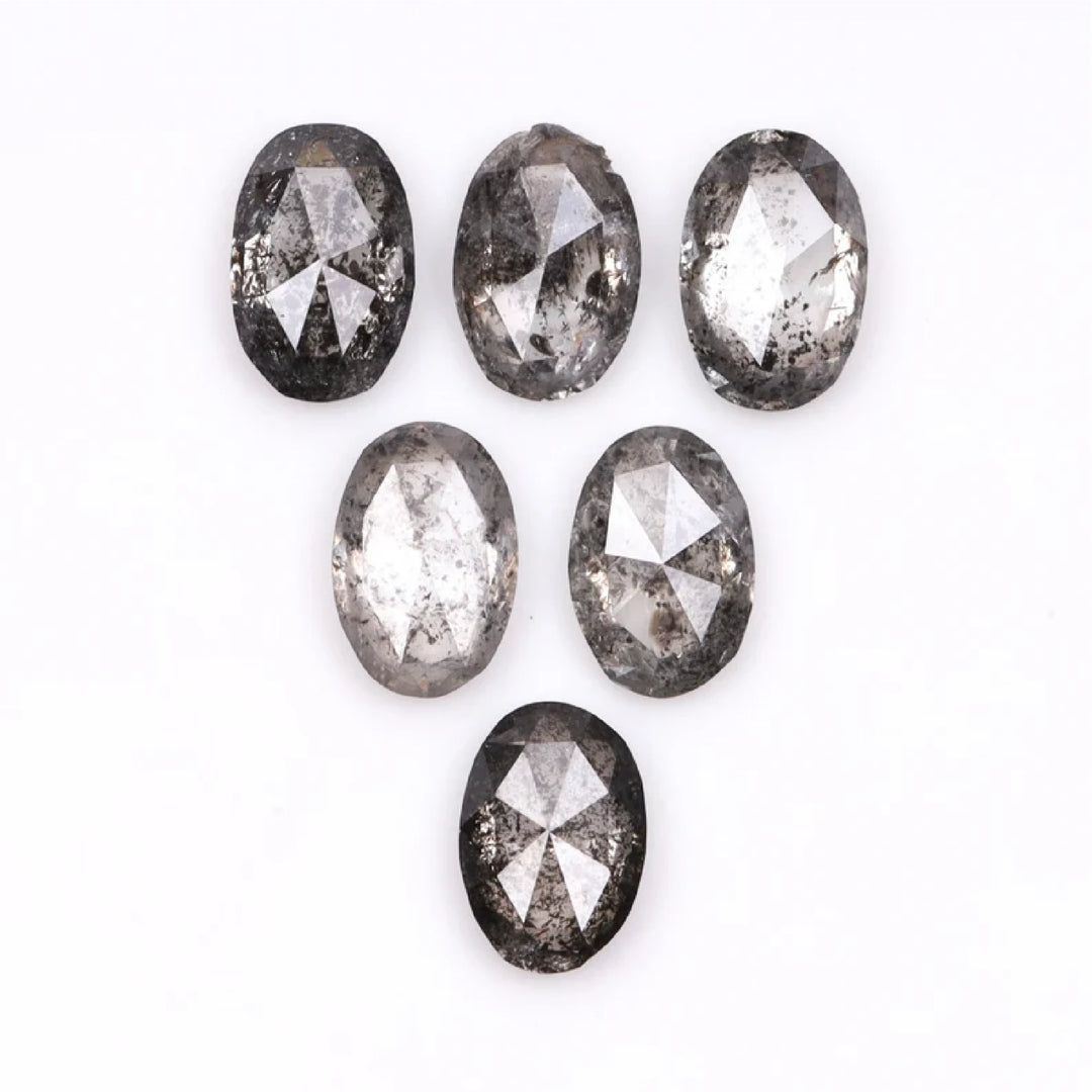5.0 X 3.0 MM Salt and Pepper Oval Cut Diamonds