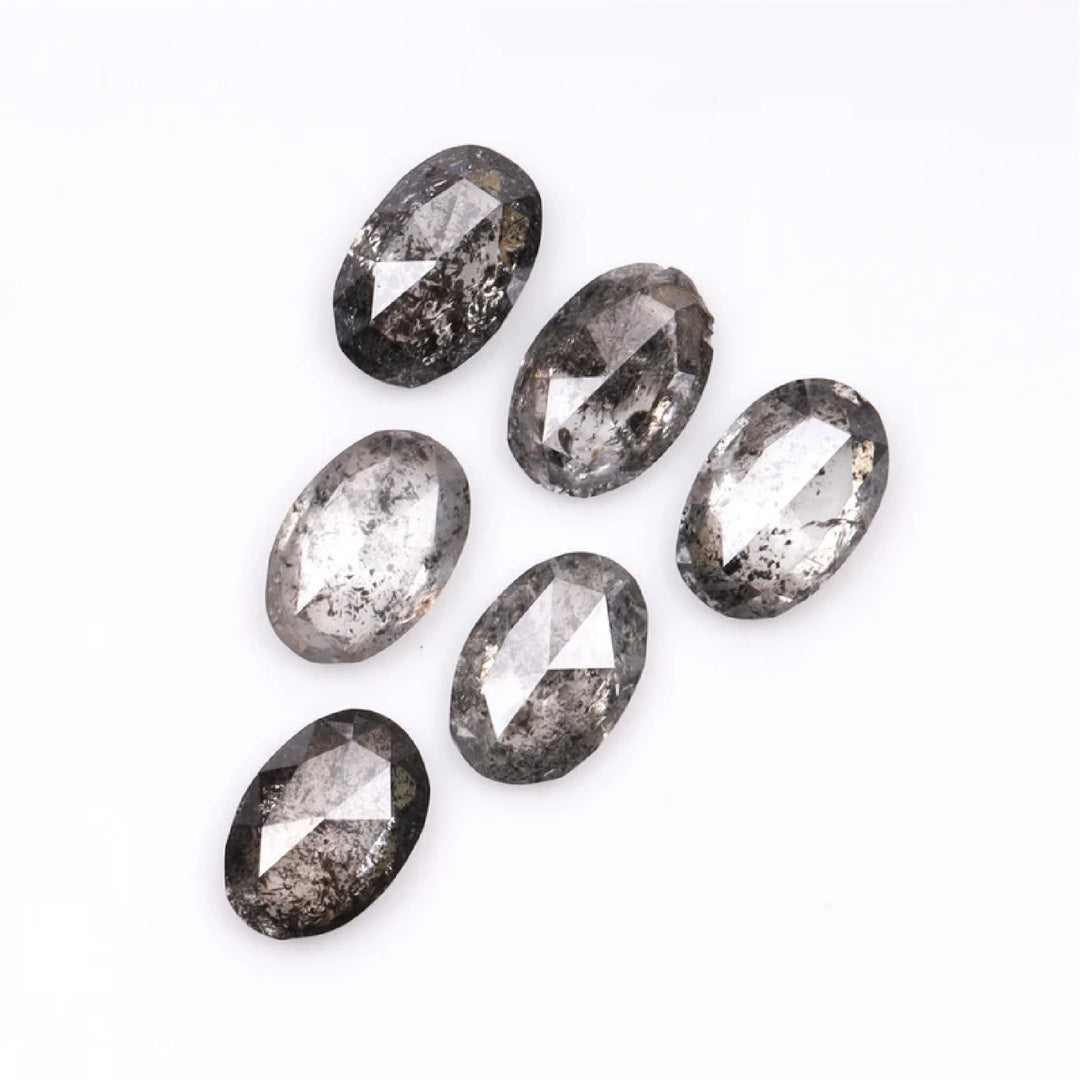 5.0 X 3.0 MM Salt and Pepper Oval Cut Diamonds