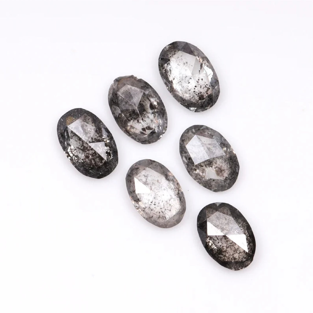 5.0 X 3.0 MM Salt and Pepper Oval Cut Diamonds