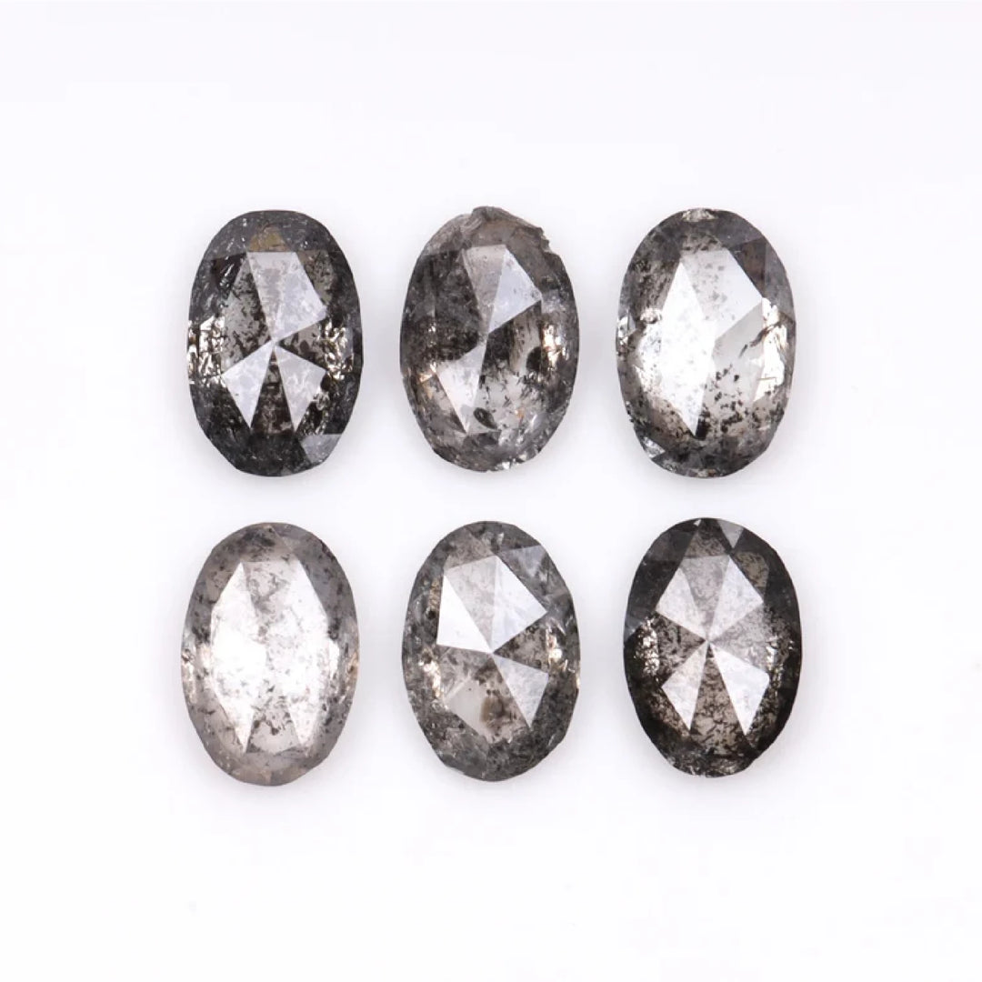 5.0 X 3.0 MM Salt and Pepper Oval Cut Diamonds
